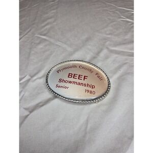 County Fair BEEF Showmanship Award Belt Buckle - Oval Vintage